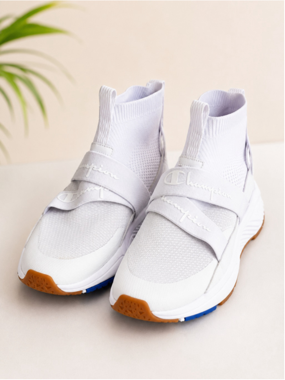 Champion Her Rally Neo White High-Top Slip-On Knit Sneakers – Women’s Size 8